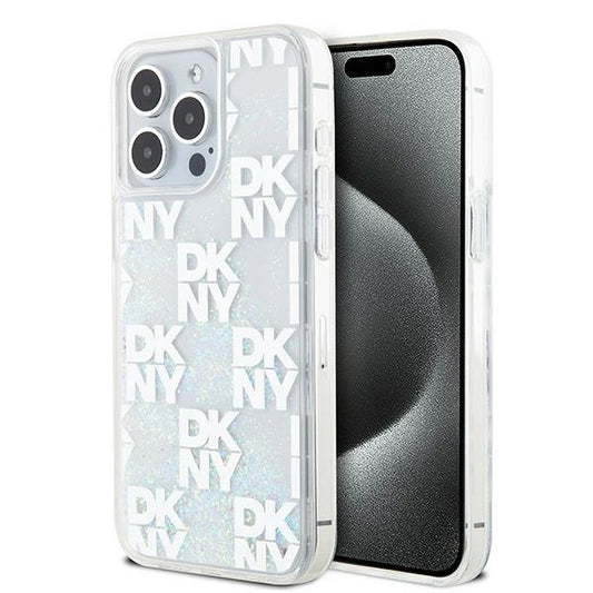 DKNY Liquid Glitter Multilogo case for iPhone 15 Pro Max - white_0