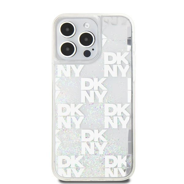DKNY Liquid Glitter Multilogo case for iPhone 15 Pro Max - white_2