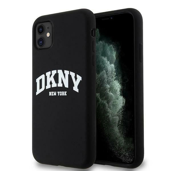 Etui DKNY Liquid Silicone White Printed Logo MagSafe na iPhone 11 / Xr - czarne_0