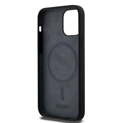 DKNY Liquid Silicone White Printed Logo MagSafe Case for iPhone 12/12 Pro - Black_2