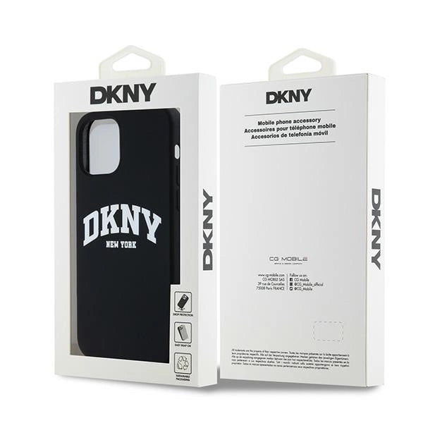 DKNY Liquid Silicone White Printed Logo MagSafe Case for iPhone 12/12 Pro - Black_3