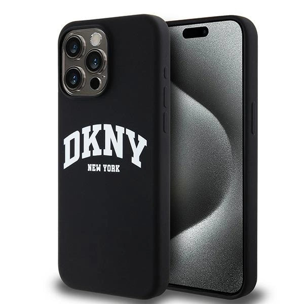 Etui DKNY Liquid Silicone White Printed Logo MagSafe na iPhone 13 Pro Max - czarne_0