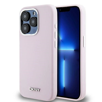 DKNY Liquid Silicone Small Metal Logo MagSafe case for iPhone 14 Pro - pink_0