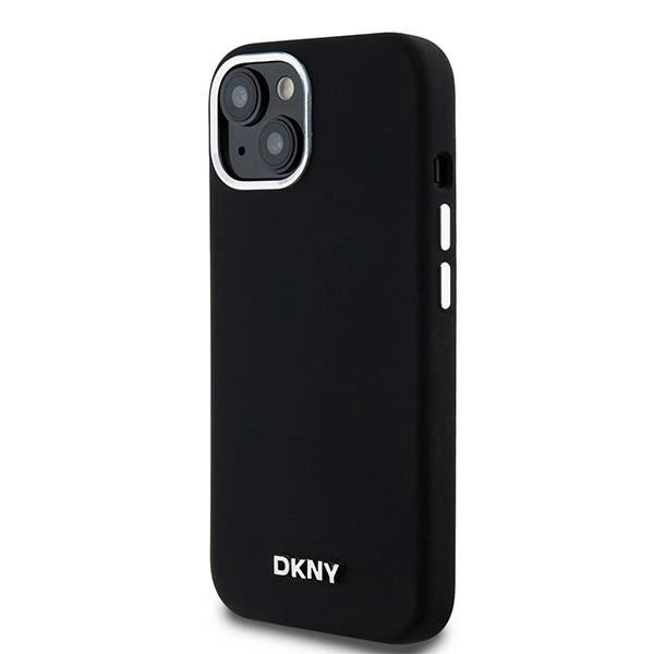 DKNY Liquid Silicone Small Metal Logo MagSafe Case for iPhone 14/15/13 - Black_1