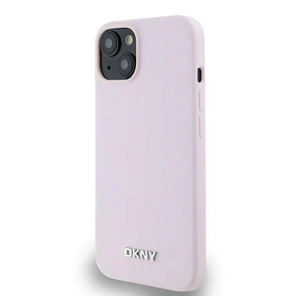 DKNY Liquid Silicone Small Metal Logo MagSafe Case for iPhone 14/15/13 - Pink_1