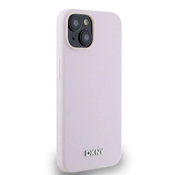 DKNY Liquid Silicone Small Metal Logo MagSafe Case for iPhone 14/15/13 - Pink_3