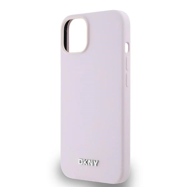 DKNY Liquid Silicone Small Metal Logo MagSafe Case for iPhone 14/15/13 - Pink_5