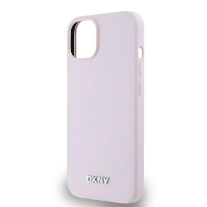 DKNY Liquid Silicone Small Metal Logo MagSafe Case for iPhone 14/15/13 - Pink_5