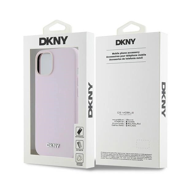 DKNY Liquid Silicone Small Metal Logo MagSafe Case for iPhone 14/15/13 - Pink_7