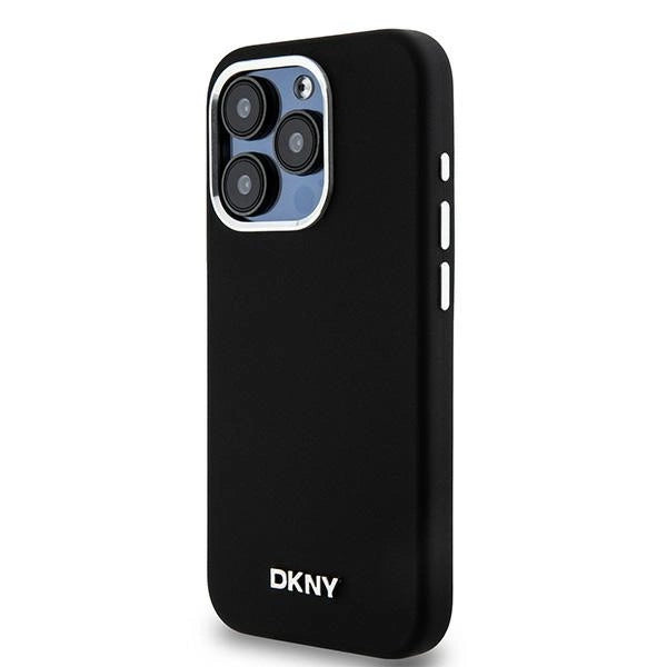 Etui DKNY Liquid Silicone Small Metal Logo MagSafe na iPhone 15 Pro - czarne_1