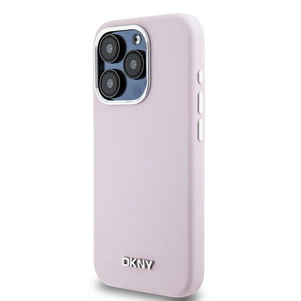 DKNY Liquid Silicone Small Metal Logo MagSafe case for iPhone 15 Pro - pink_1