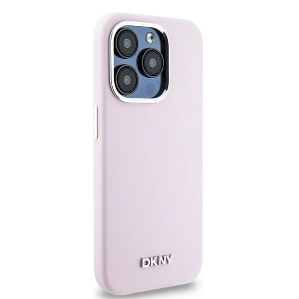 DKNY Liquid Silicone Small Metal Logo MagSafe case for iPhone 15 Pro - pink_3