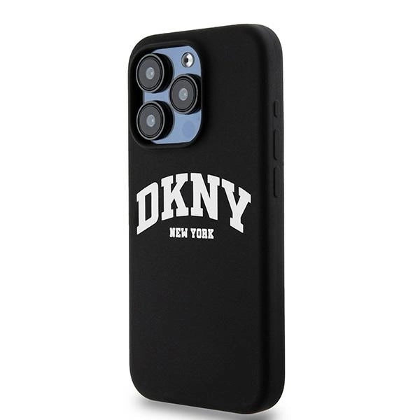 DKNY Liquid Silicone White Printed Logo MagSafe iPhone 15 Pro Case - Black_1