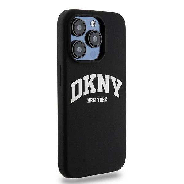 DKNY Liquid Silicone White Printed Logo MagSafe iPhone 15 Pro Case - Black_3