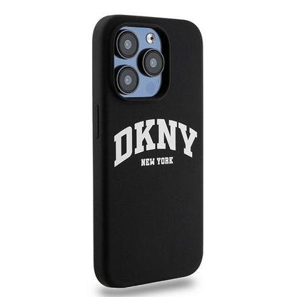 DKNY Liquid Silicone White Printed Logo MagSafe iPhone 15 Pro Case - Black_3