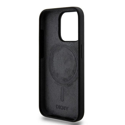 DKNY Liquid Silicone White Printed Logo MagSafe iPhone 15 Pro Case - Black_6