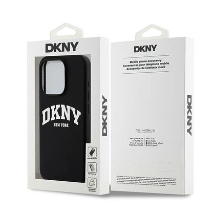 DKNY Liquid Silicone White Printed Logo MagSafe iPhone 15 Pro Case - Black_7