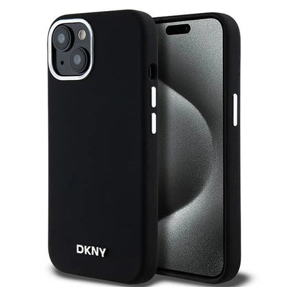 DKNY Liquid Silicone Small Metal Logo MagSafe Case for iPhone 15 Plus / 14 Plus - Black_0