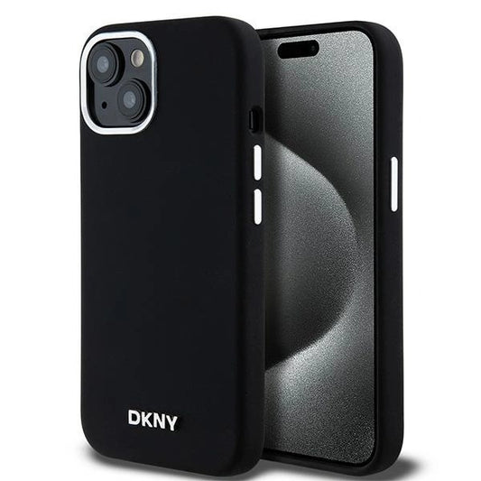 DKNY Liquid Silicone Small Metal Logo MagSafe Case for iPhone 15 Plus / 14 Plus - Black_0