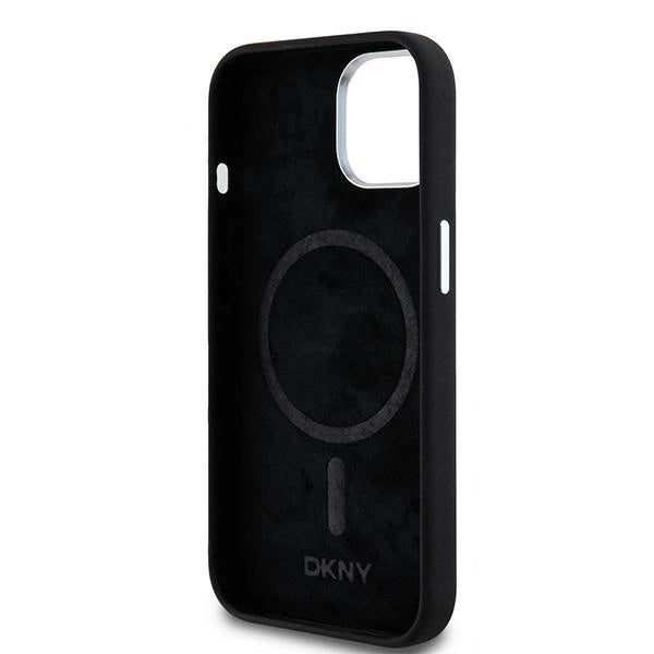 DKNY Liquid Silicone Small Metal Logo MagSafe Case for iPhone 15 Plus / 14 Plus - Black_6