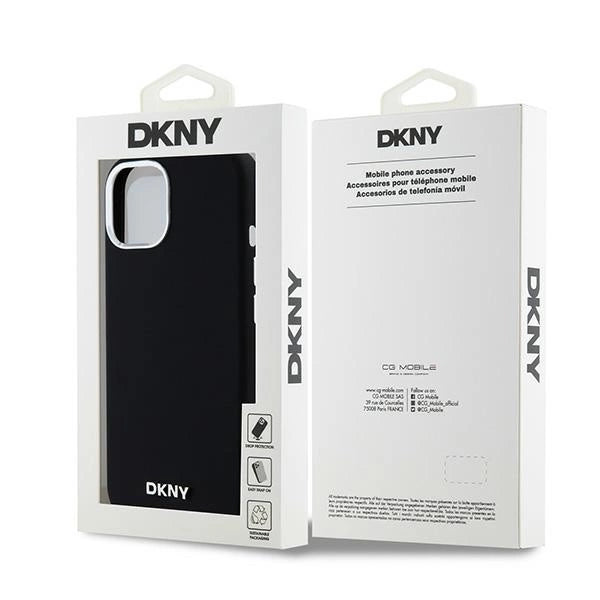 DKNY Liquid Silicone Small Metal Logo MagSafe Case for iPhone 15 Plus / 14 Plus - Black_7