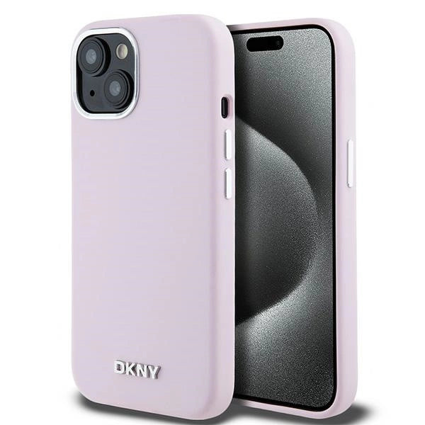 DKNY Liquid Silicone Small Metal Logo MagSafe Case for iPhone 15 Plus / 14 Plus - Pink_0