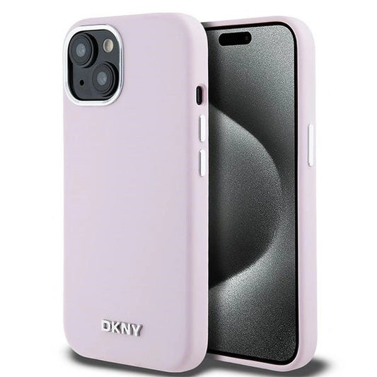 DKNY Liquid Silicone Small Metal Logo MagSafe Case for iPhone 15 Plus / 14 Plus - Pink_0