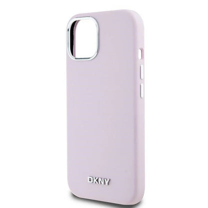 DKNY Liquid Silicone Small Metal Logo MagSafe Case for iPhone 15 Plus / 14 Plus - Pink_5