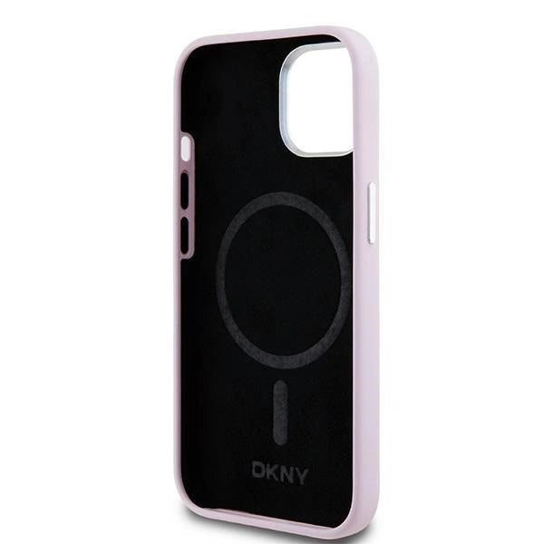 DKNY Liquid Silicone Small Metal Logo MagSafe Case for iPhone 15 Plus / 14 Plus - Pink_6