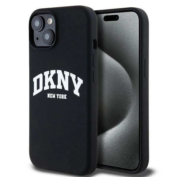 Etui DKNY Liquid Silicone White Printed Logo MagSafe na iPhone 15 Plus / 14 Plus - czarne_0