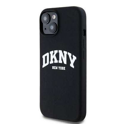 Etui DKNY Liquid Silicone White Printed Logo MagSafe na iPhone 15 Plus / 14 Plus - czarne_1