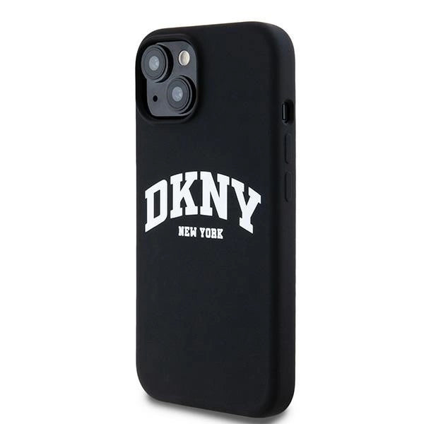Etui DKNY Liquid Silicone White Printed Logo MagSafe na iPhone 15 / 14 / 13 - czarne_1
