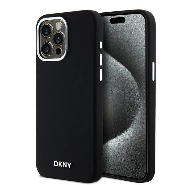 Etui DKNY Liquid Silicone Small Metal Logo MagSafe na iPhone 15 Pro Max - czarne_0