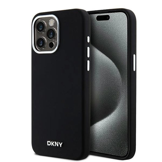 Etui DKNY Liquid Silicone Small Metal Logo MagSafe na iPhone 15 Pro Max - czarne_0