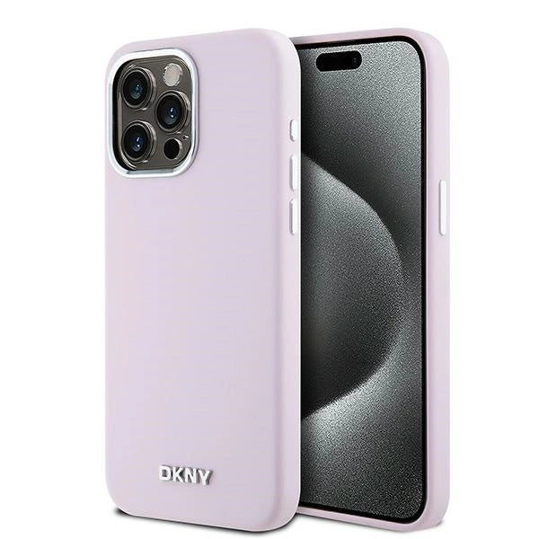 Etui DKNY Liquid Silicone Small Metal Logo MagSafe na iPhone 15 Pro Max - różowe_0