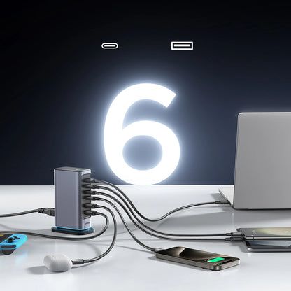 Joyroom JR-TCM02 multi-port GaN charger 65W EU 4x USB-C 2x USB-A - dark gray_8