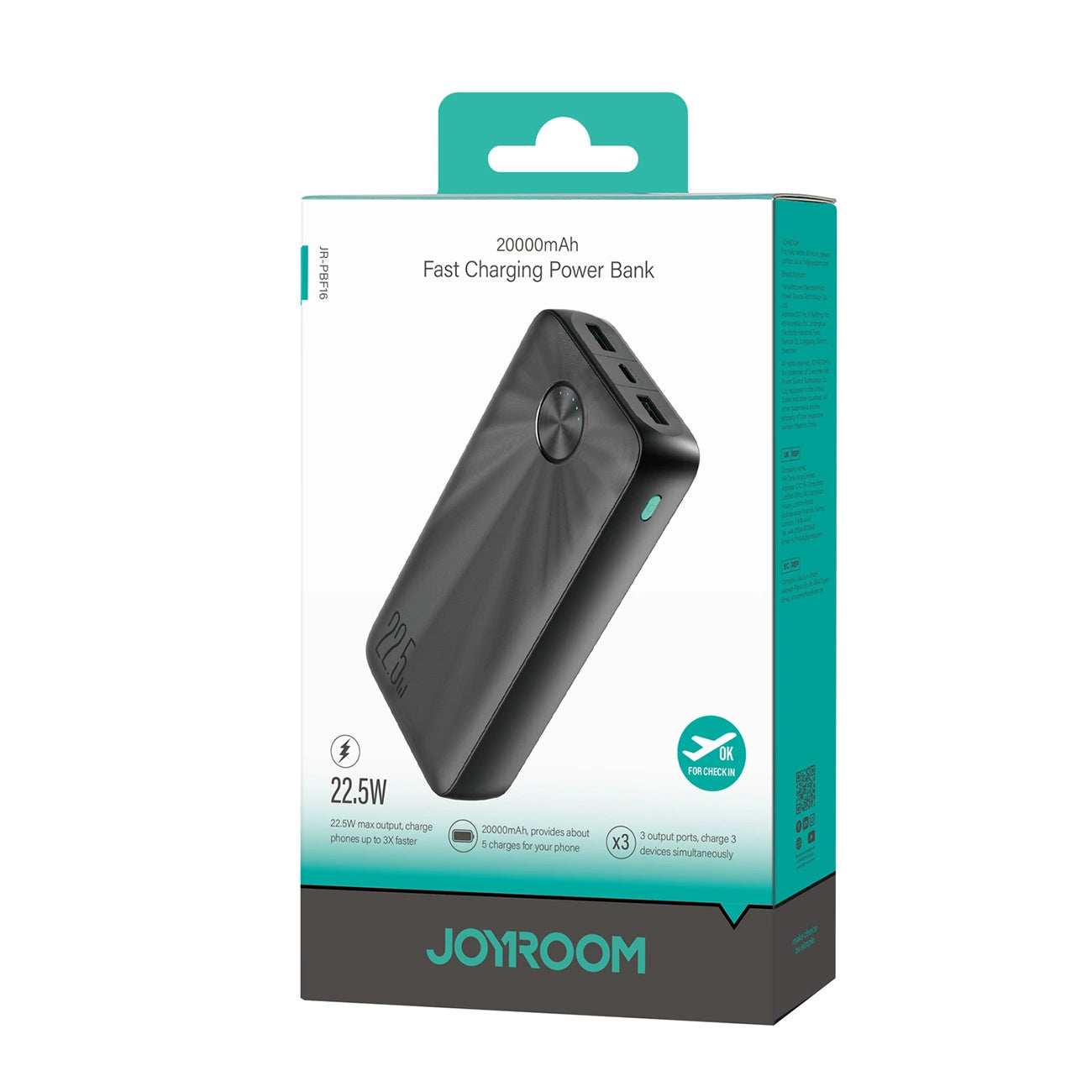 Powerbank Joyroom JR-PBF16 20000mAh USB-C USB-A 22.5W - black_6