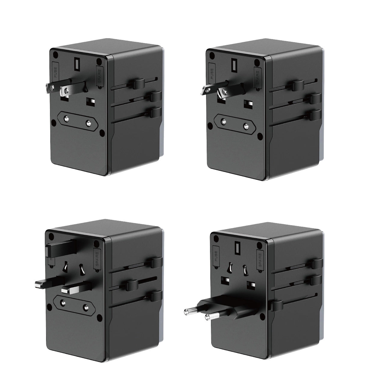 Dudao A65Pro 65W EU / US / JP / AUS / UK travel adapter 2x USB-C 2x USB-A - black_1