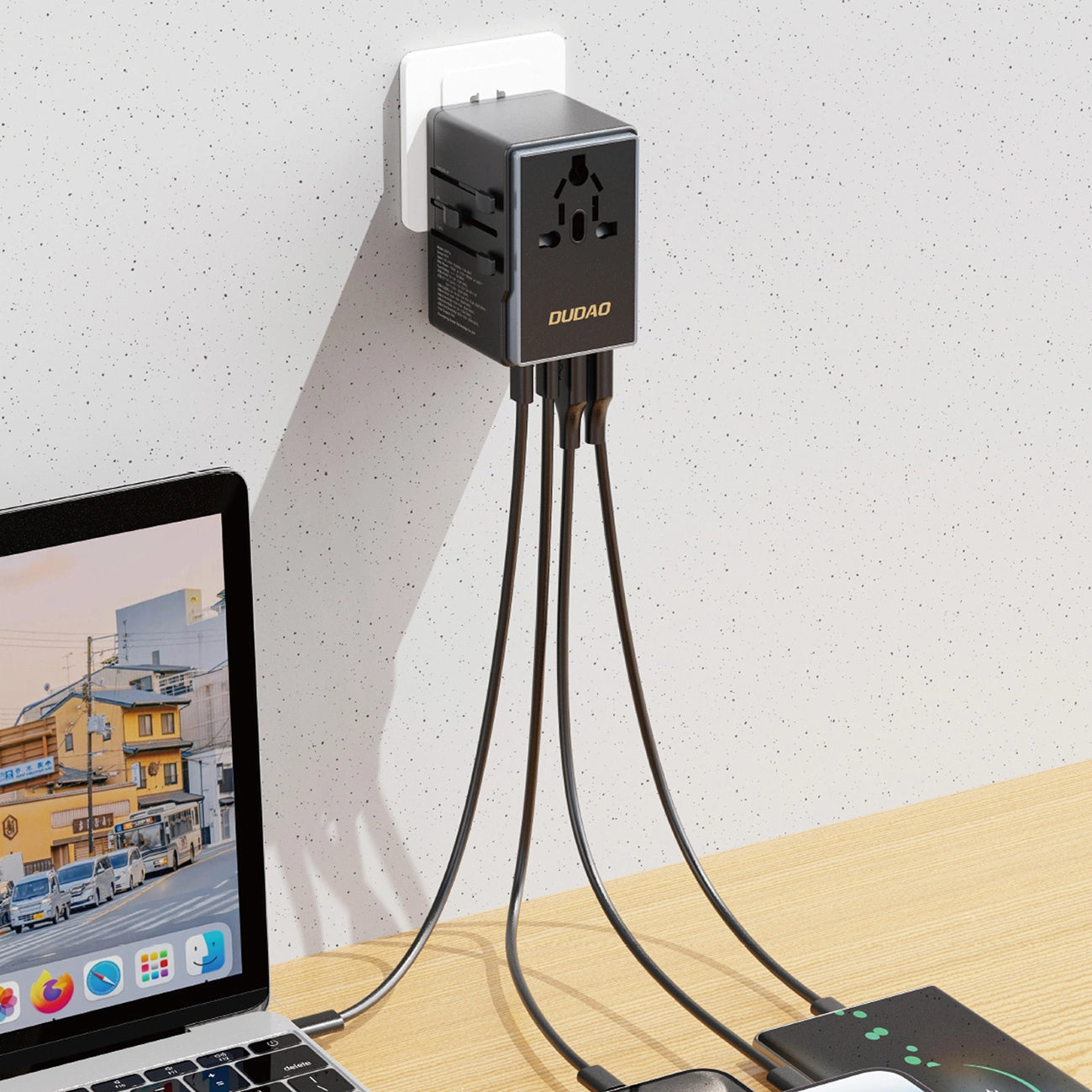 Dudao A65Pro 65W EU / US / JP / AUS / UK travel adapter 2x USB-C 2x USB-A - black_2