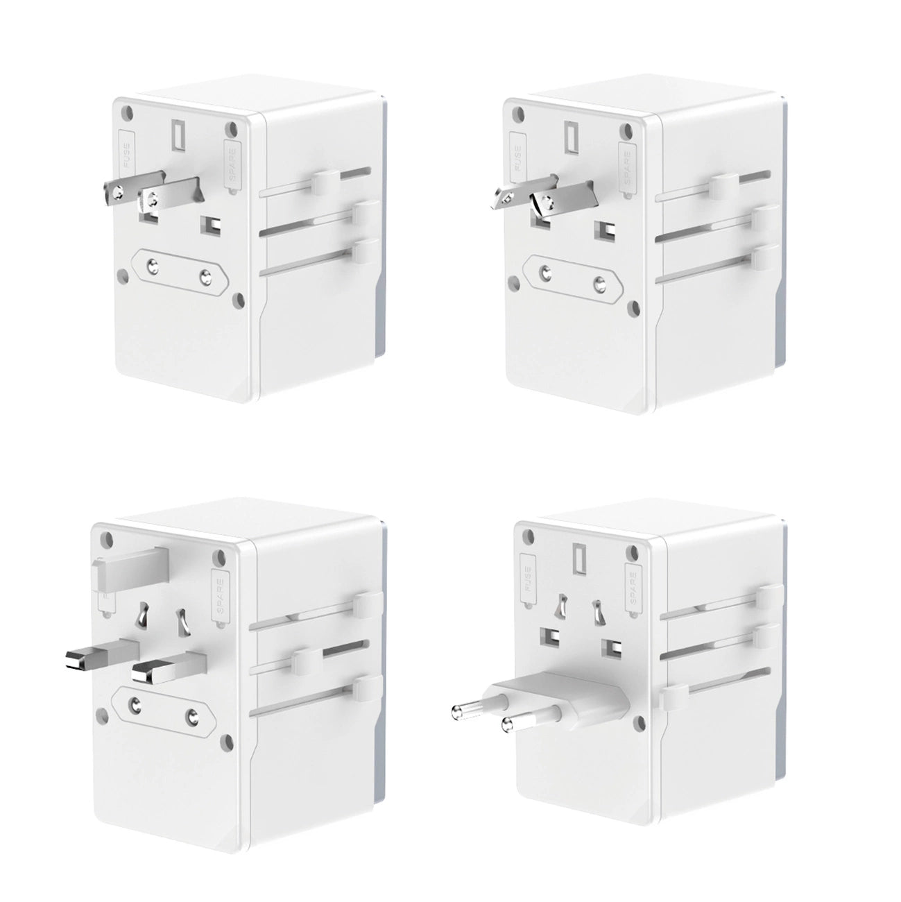 Dudao A65Pro 65W EU / US / JP / AUS / UK travel adapter 2x USB-C 2x USB-A - white_1