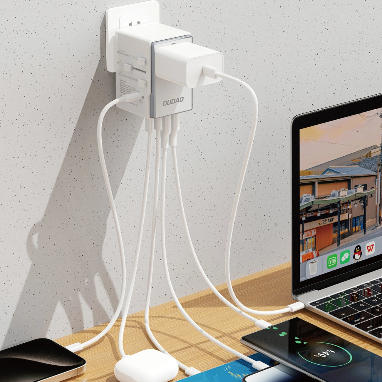 Dudao A35Pro 35W EU / UK / AUS / US / JP travel adapter 3x USB-C 2x USB-A - white_3