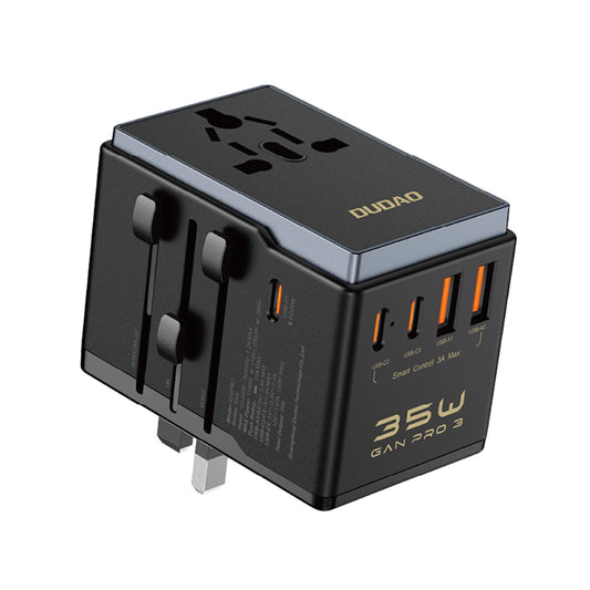 Dudao A35Pro 35W EU / UK / AUS / US / JP travel adapter 3x USB-C 2x USB-A - black_0