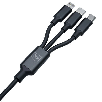 3mk Hyper Cable 3in1 USB-A - USB-C / USB-C - micro USB - Lightning 1.5m - black_5