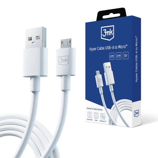 3mk Hyper Cable USB-A / micro USB 5V 2.4A 1.2m - white_0
