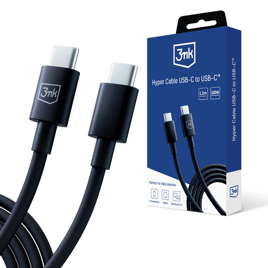 3mk Hyper Cable USB-C / USB-C 100W 1.2m - Black_0