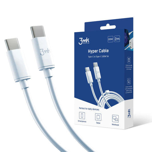 3mk Hyper Cable USB-C / USB-C 100W 2m - white_0