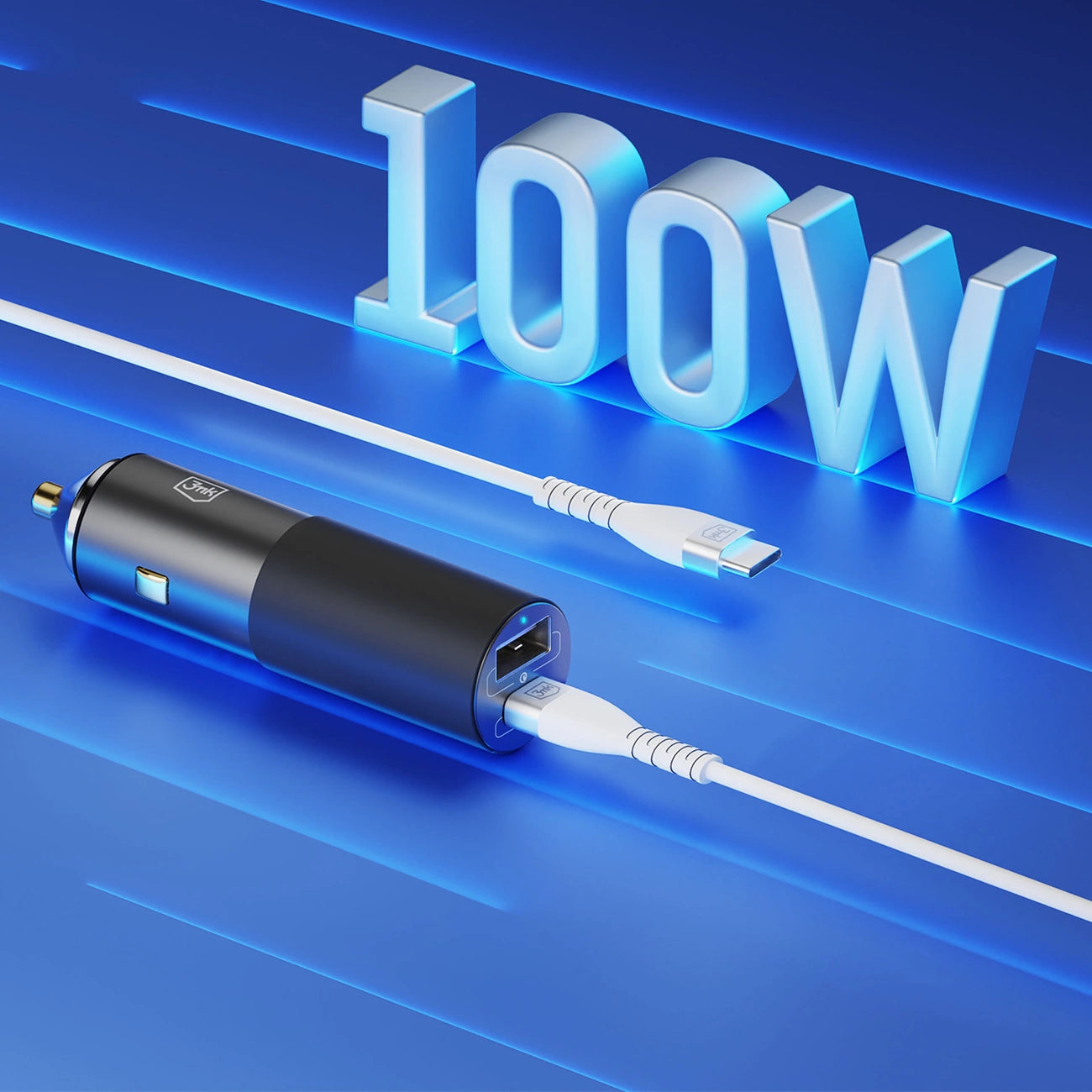 3mk Hyper Car Charger USB-C USB-A 100W - silver_1