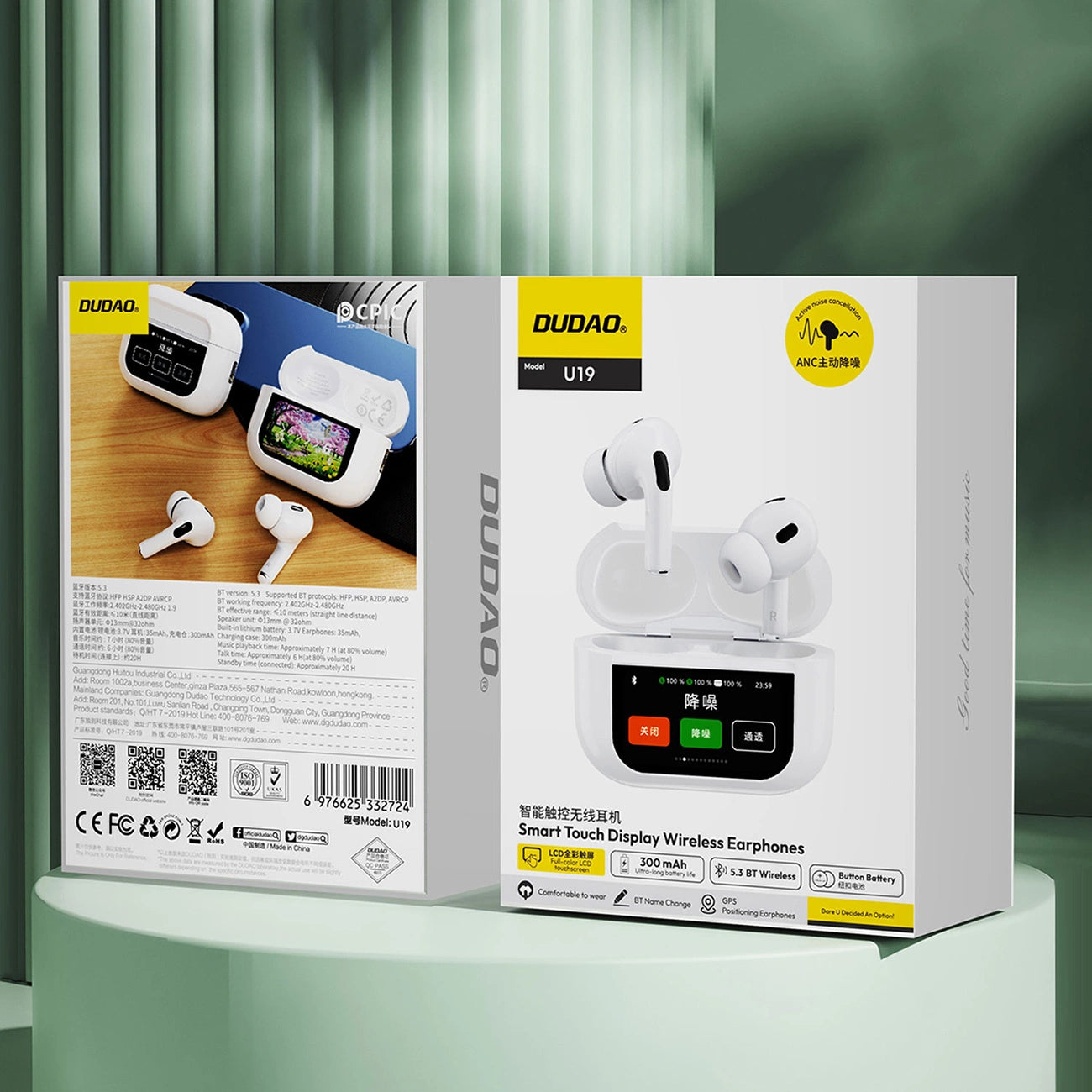 Dudao U19 in-ear TWS wireless Bluetooth 5.3 headphones with LED display - white_10
