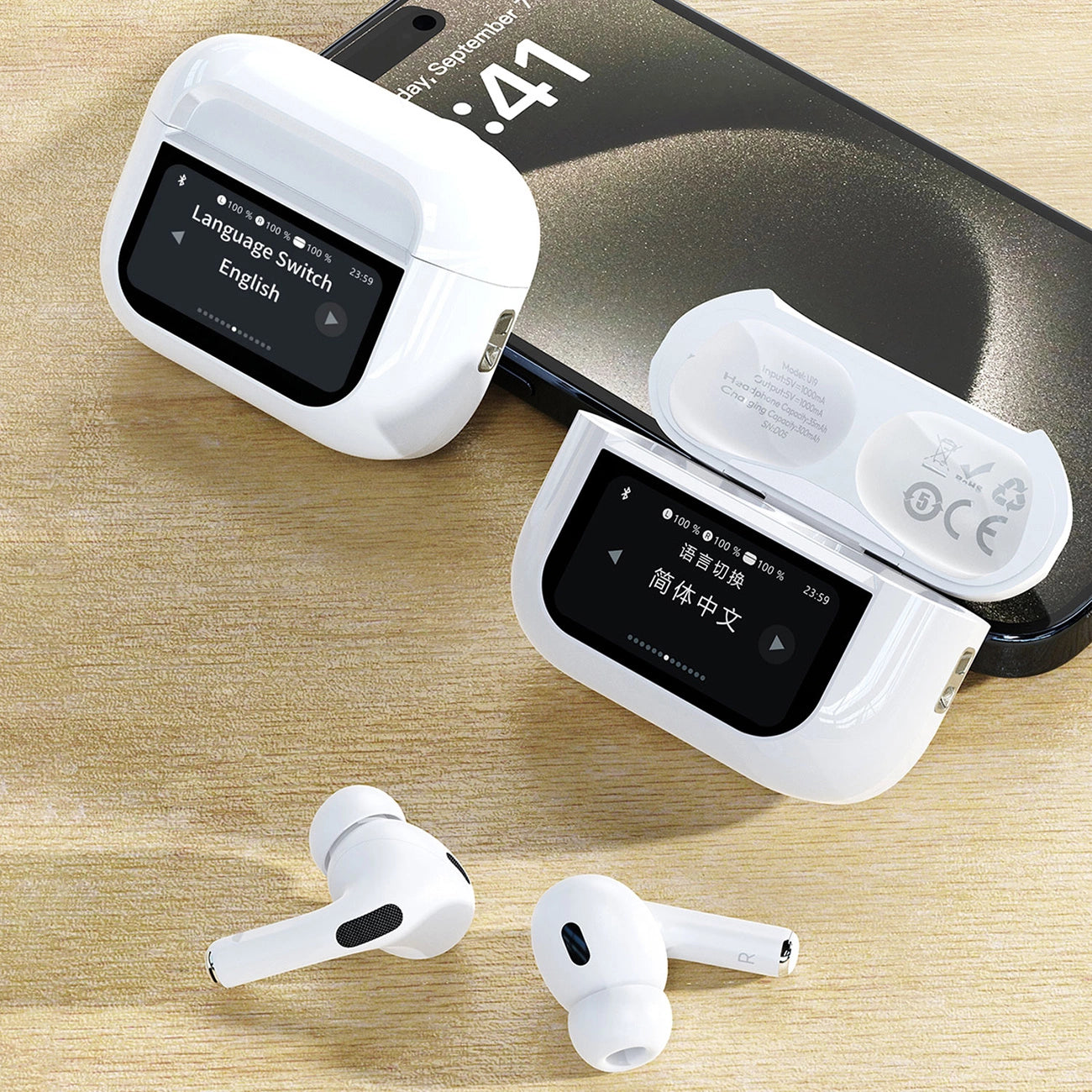 Dudao U19 in-ear TWS wireless Bluetooth 5.3 headphones with LED display - white_6