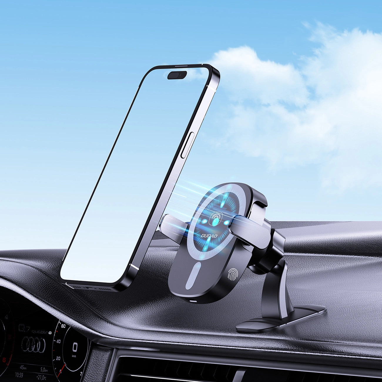 Dudao FW11 Car Phone Holder with 15W Inductive Charger for Air Vent/Cockpit - Black_3